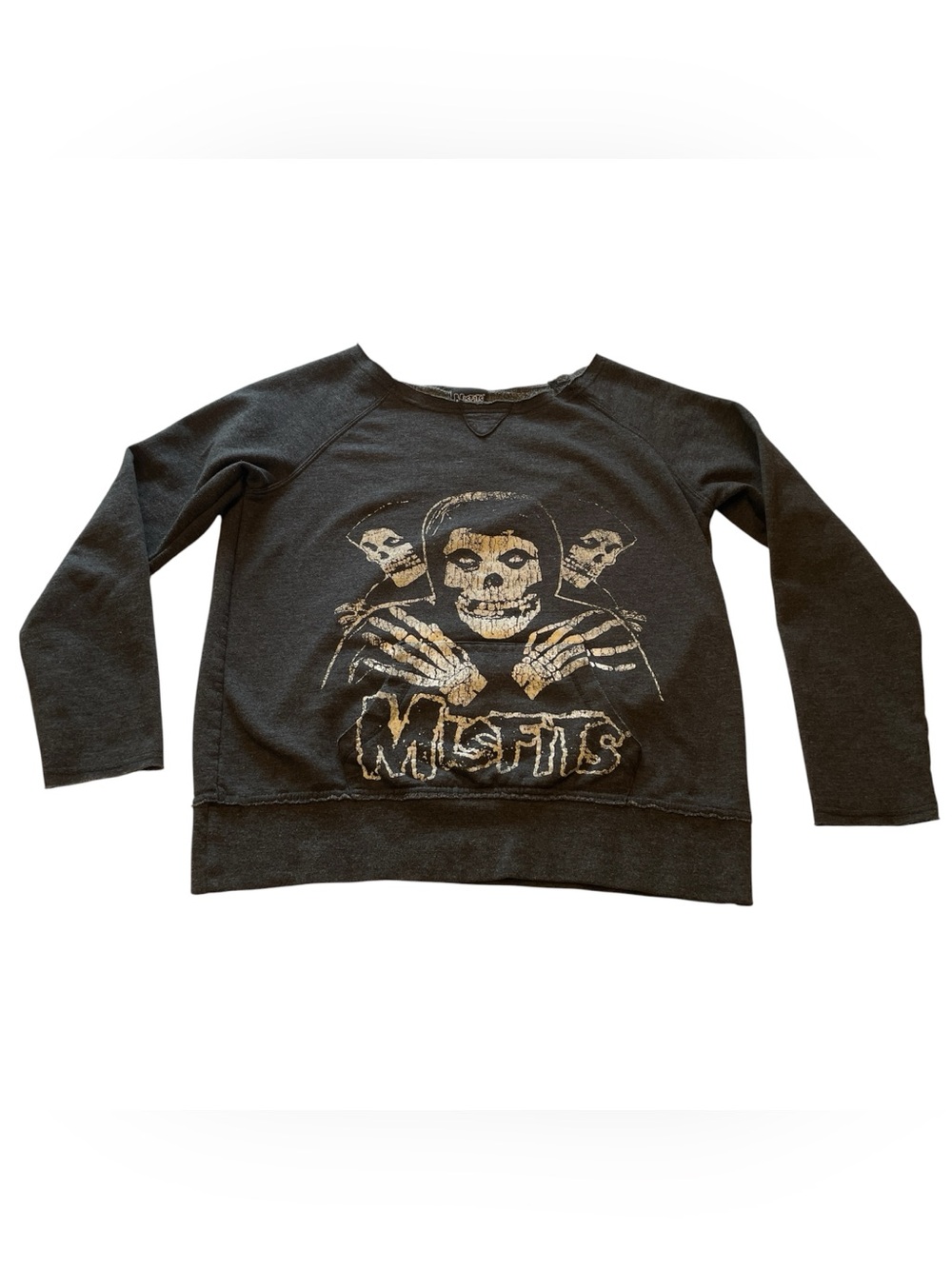MISFITS Punk Rock 2012 Distressed Wide Neck Sweatshirt Horror Women’s Medium